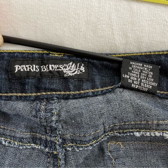 PARIS BLUES Size 13 Juniors - Distressed Bootcut Blue Jeans - embroidered pocket - Picture 12 of 16